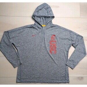 Nike USC Trojans Dri-Fit Element Performance 1/4 Zip Hoodie Mens XL Heather Gray